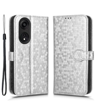 SoFetch Zilver Stippen Bookcase Hoesje met Polsbandje Oppo Reno8 T