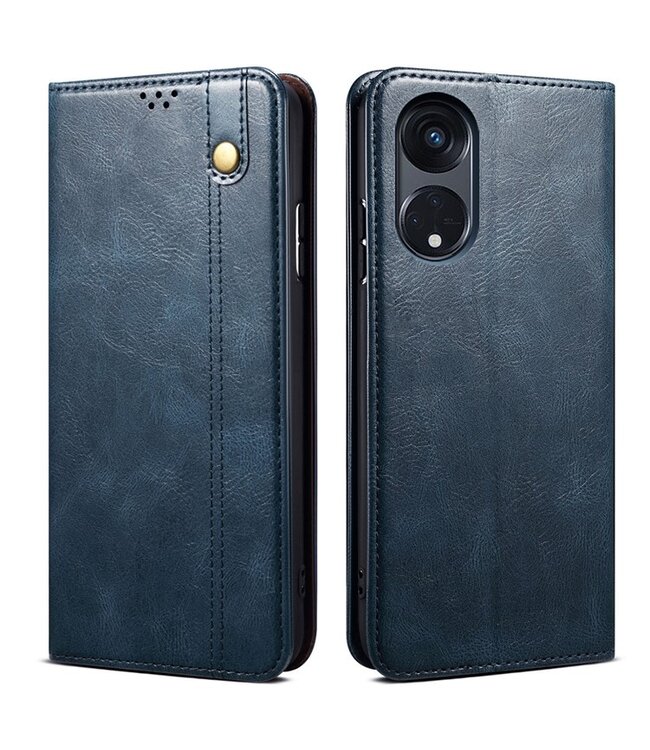 SoFetch Blauw Glad Bookcase Hoesje voor de Oppo Reno8 T
