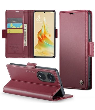 CaseMe Rood RFID Pasjeshouder Bookcase Hoesje Oppo Reno8 T