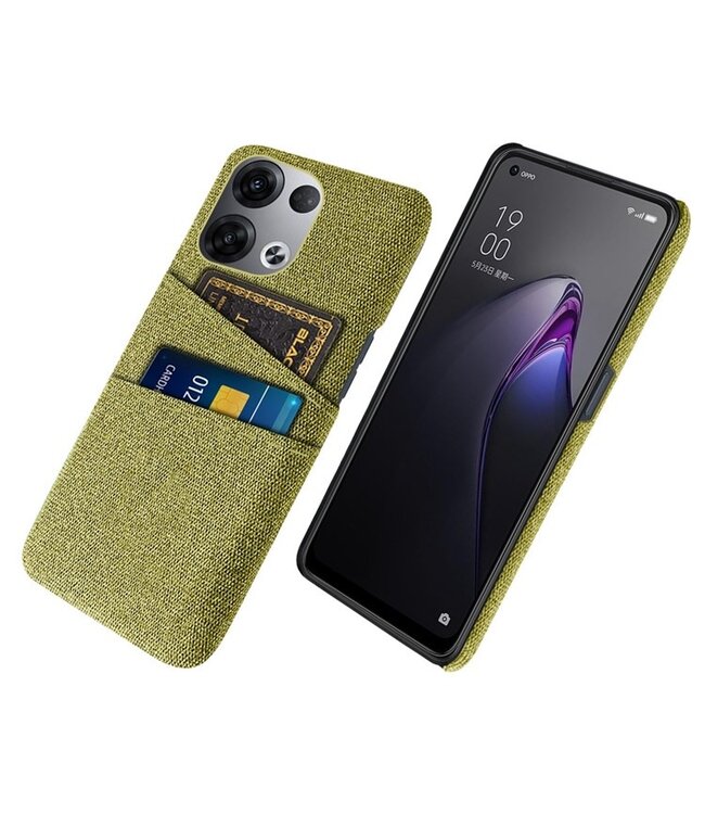 SoFetch Geel Pasjeshouder Stoffen Hybride Hoesje voor de Oppo Reno 8 Pro