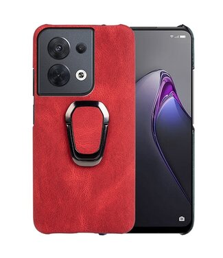 SoFetch Rood Ring Houder Glad Hybride Hoesje Oppo Reno 8 Pro