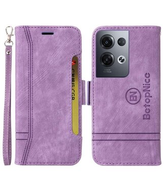 Betopnice Paars Pasjeshouder Bookcase Hoesje Oppo Reno 8 Pro