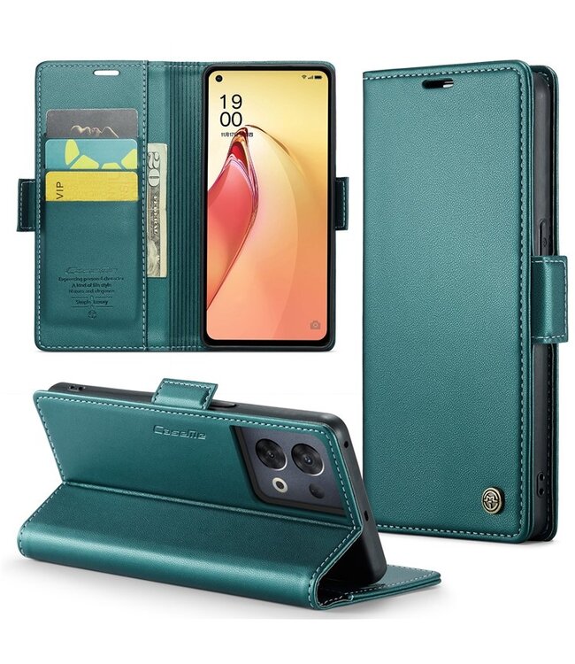 CaseMe Groen RFID Bookcase Hoesje voor de Oppo Reno 8 Pro