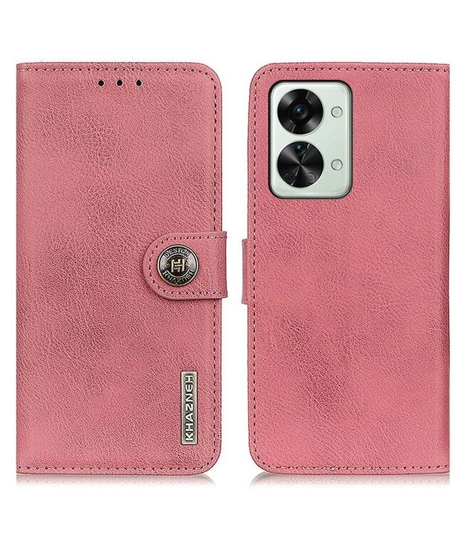 Khazneh Khazneh Roze Magnetisch Drukknoop Bookcase Hoesje voor de OnePlus Nord 2T