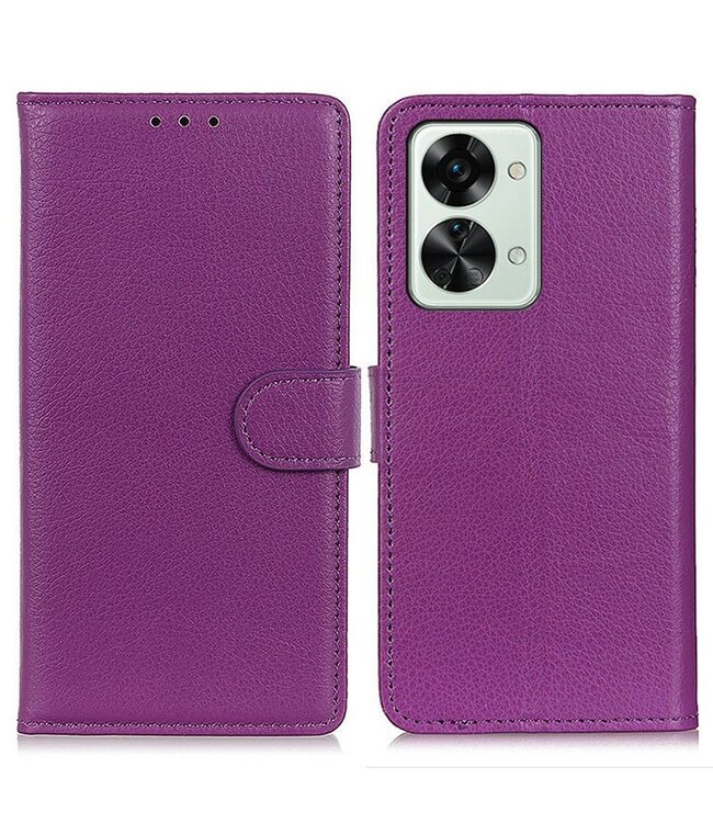SoFetch SoFetch Paars Litchee Bookcase Hoesje voor de OnePlus Nord 2T