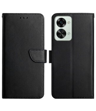 SoFetch Zwart Nappa Textuur Bookcase Hoesje OnePlus Nord 2T