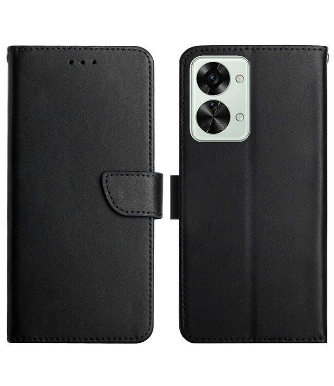 SoFetch SoFetch Zwart Nappa Textuur Bookcase Hoesje voor de OnePlus Nord 2T