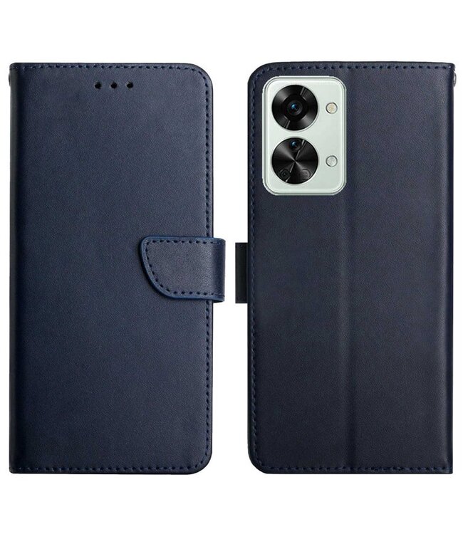 SoFetch SoFetch Blauw Nappa Textuur Bookcase Hoesje voor de OnePlus Nord 2T