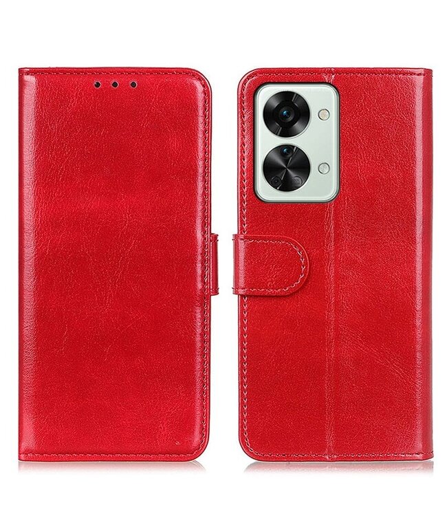 SoFetch SoFetch Rood Magnetisch Bookcase Hoesje voor de OnePlus Nord 2T