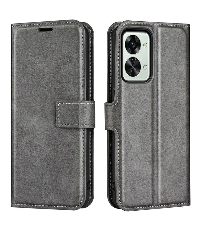 SoFetch SoFetch Grijs Stijlvol Bookcase Hoesje voor de OnePlus Nord 2T