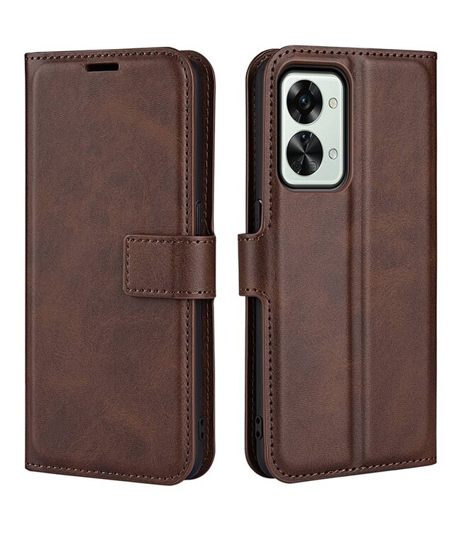SoFetch SoFetch Bruin Stijlvol Bookcase Hoesje voor de OnePlus Nord 2T