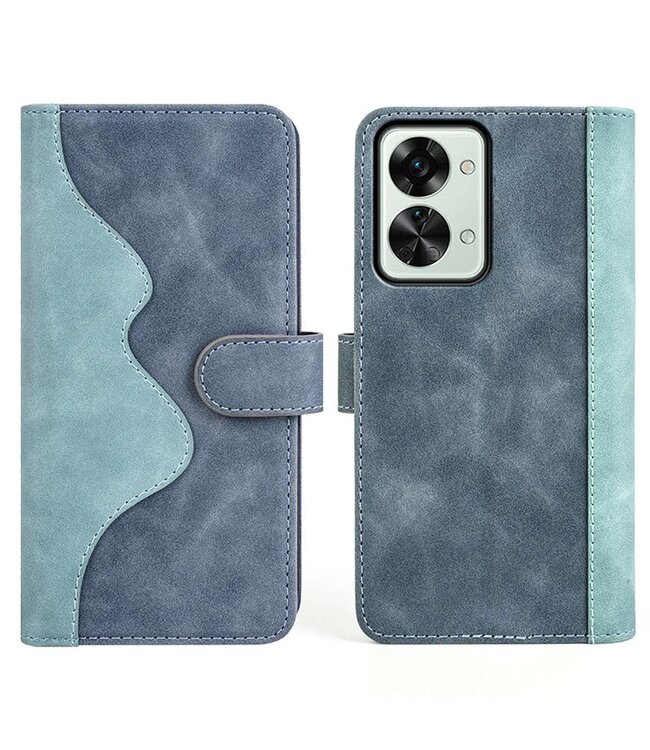 SoFetch SoFetch Blauw Twee kleuren Bookcase Hoesje voor de OnePlus Nord 2T