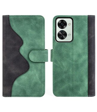 SoFetch Groen Twee kleuren Bookcase Hoesje OnePlus Nord 2T