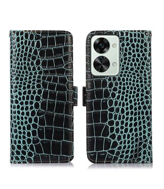 SoFetch Groen Krokodillen Bookcase Hoesje OnePlus Nord 2T