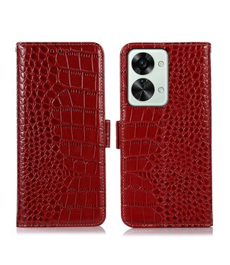 SoFetch Rood Krokodillen Bookcase Hoesje OnePlus Nord 2T