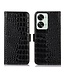 SoFetch SoFetch Zwart Krokodillen Bookcase Hoesje voor de OnePlus Nord 2T