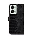 SoFetch SoFetch Zwart Krokodillen Bookcase Hoesje voor de OnePlus Nord 2T