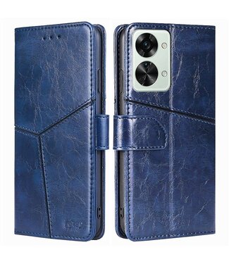 SoFetch Blauw Geometrisch Bookcase Hoesje OnePlus Nord 2T