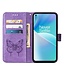 SoFetch SoFetch Paars Vlinder Bookcase Hoesje met Polsbandje voor de OnePlus Nord 2T