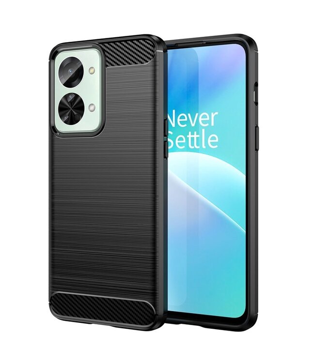 SoFetch SoFetch Zwart Slim Carbon TPU Hoesje voor de OnePlus Nord 2T