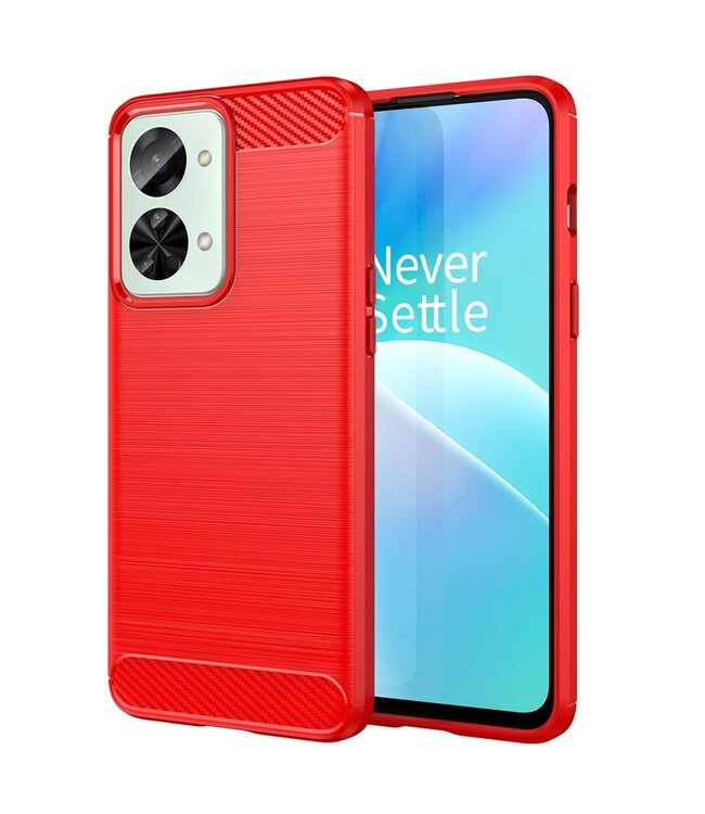 SoFetch SoFetch Rood Slim Carbon TPU Hoesje voor de OnePlus Nord 2T