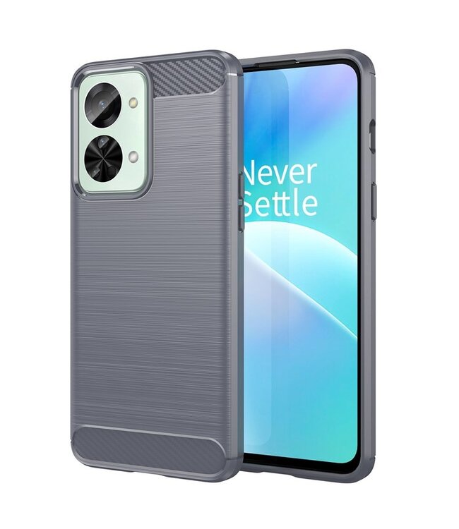 SoFetch SoFetch Grijs Slim Carbon TPU Hoesje voor de OnePlus Nord 2T