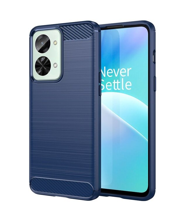 SoFetch SoFetch Blauw Slim Carbon TPU Hoesje voor de OnePlus Nord 2T