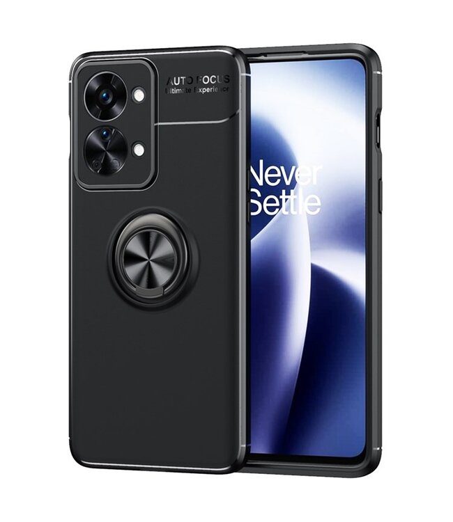 SoFetch SoFetch Zwart Ring Houder TPU Hoesje voor de OnePlus Nord 2T