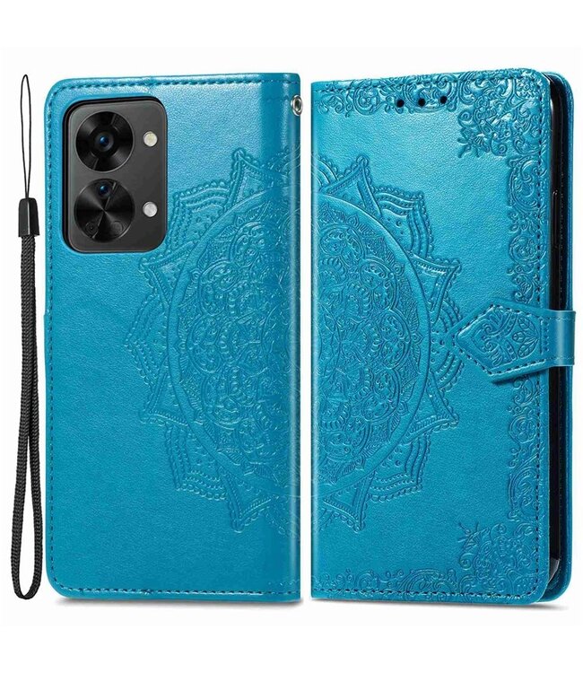SoFetch SoFetch Blauw Mandala Bookcase Hoesje met Polsbandje voor de OnePlus Nord 2T
