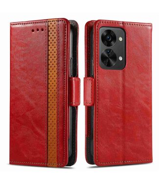 CASENEO Rood RFID Modern Bookcase Hoesje OnePlus Nord 2T