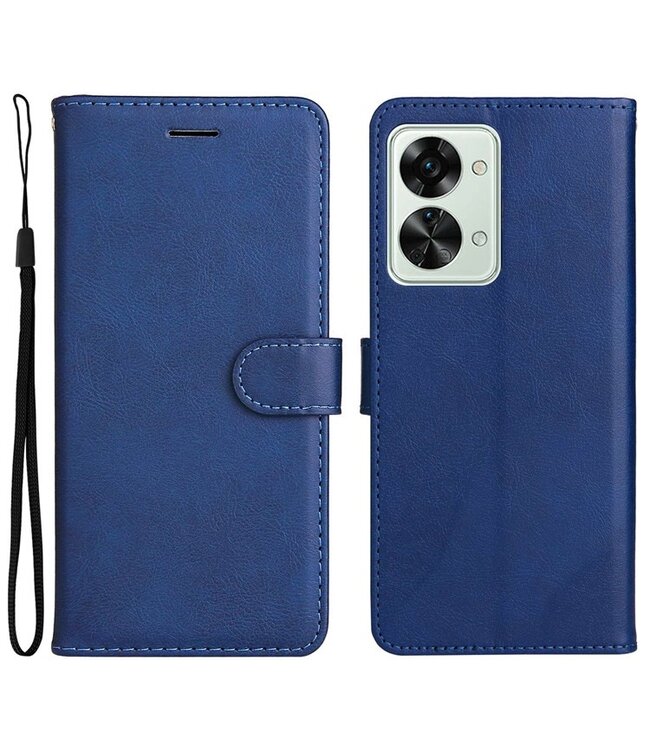 SoFetch SoFetch Blauw Modern Bookcase Hoesje met Polsbandje voor de OnePlus Nord 2T