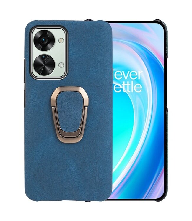 SoFetch SoFetch Blauw Ring Houder Stijlvol Hybride Hoesje voor de OnePlus Nord 2T