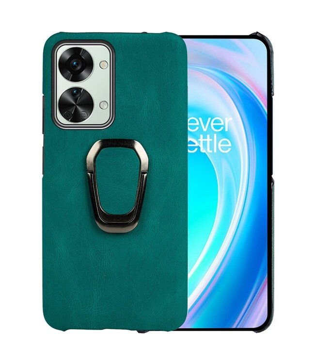 SoFetch SoFetch Groen Ring Houder Stijlvol Hybride Hoesje voor de OnePlus Nord 2T