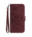 SoFetch SoFetch Bordeaux Rood Zonnebloem Bookcase Hoesje voor de OnePlus Nord 2T