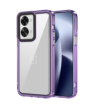 SoFetch Transaparant / Paars Valbestendig Hybride Hoesje OnePlus Nord 2T