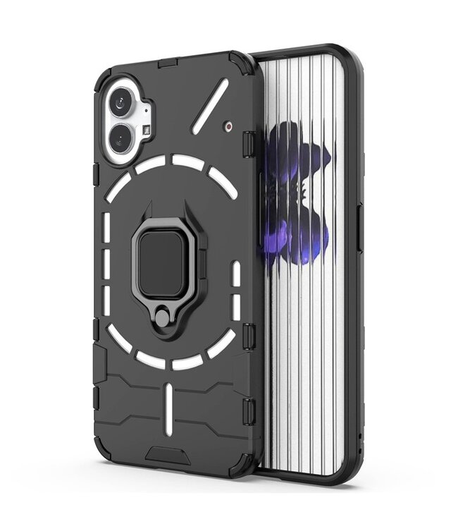 SoFetch Zwart Houder Modern Hybride Hoesje voor de Nothing Phone (1)