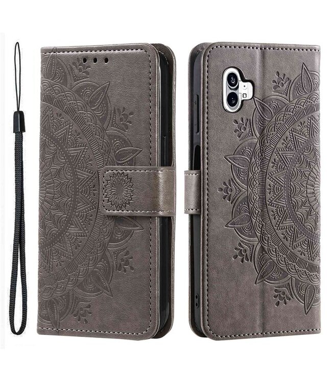 SoFetch Grijs Mandala Bookcase Hoesje voor de Nothing Phone (1)