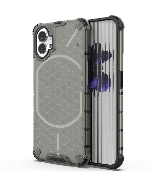 SoFetch Zwart Valbestendig Honingraat Hybride Hoesje voor de Nothing Phone (1)