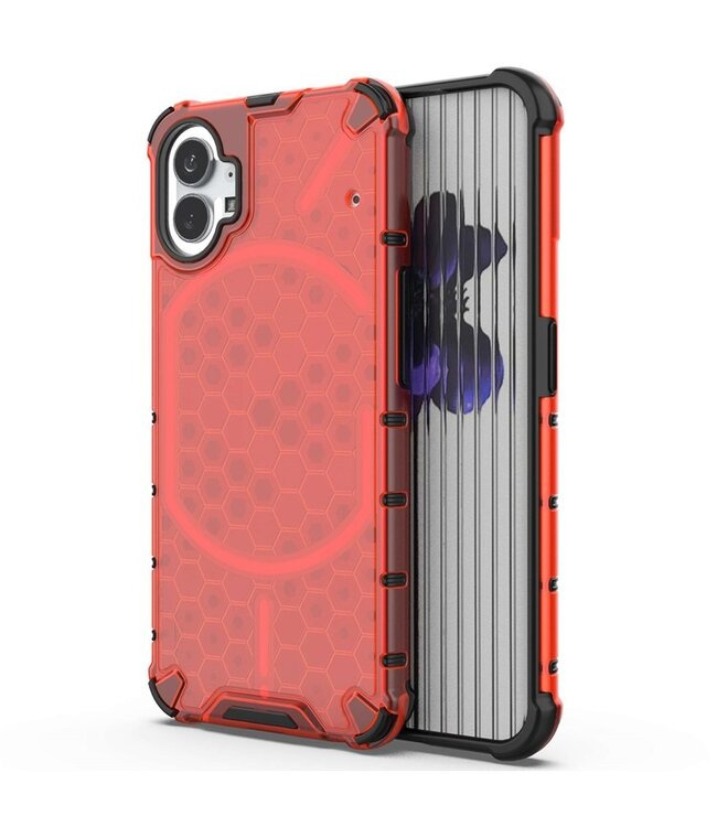 SoFetch Rood Valbestendig Honingraat Hybride Hoesje voor de Nothing Phone (1)