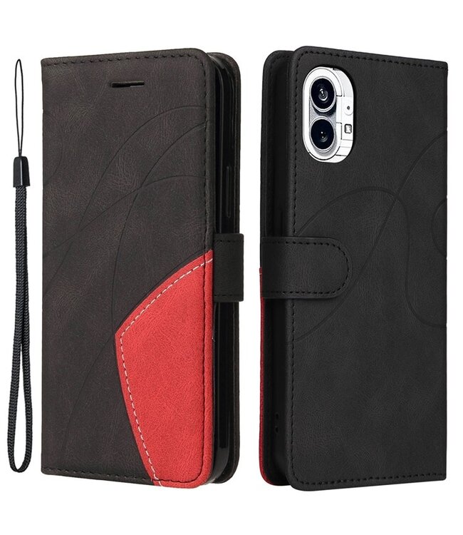 SoFetch Zwart Lijnen Bookcase Hoesje met Polsbandje voor de Nothing Phone (1)