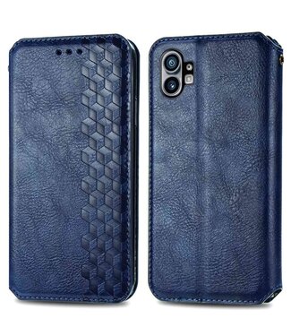 SoFetch Blauw Magnetisch Geometrisch Bookcase Hoesje Nothing Phone (1)