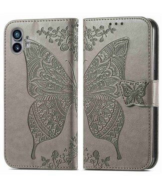 SoFetch Grijs Vlinder Bookcase Hoesje Nothing Phone (1)