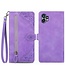 SoFetch Paars Kant Bloem Wallet Hoesje met Polsbandje voor de Nothing Phone (1)