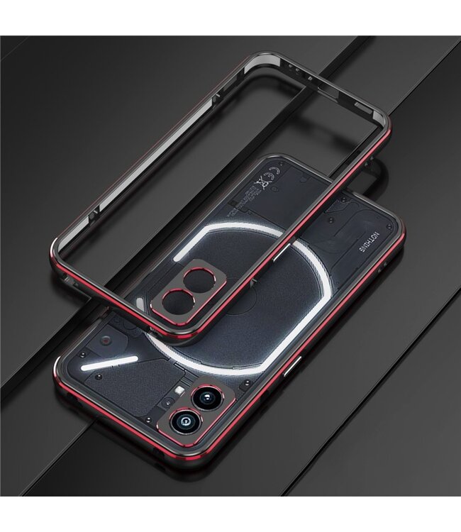 SoFetch Zwart / Rood Lensbescherming Modern Fullbody Hoesje voor de Nothing Phone (1)