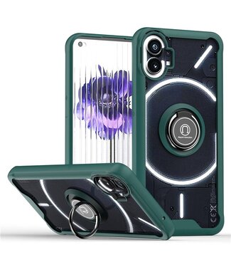 SoFetch Donkergroen Ring Houder Modern Hybride Hoesje Nothing Phone (1)