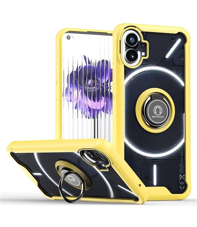 SoFetch Geel Ring Houder Modern Hybride Hoesje voor de Nothing Phone (1)