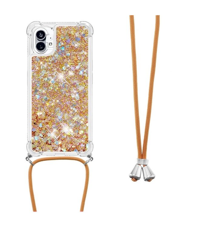 SoFetch Goud Glitters TPU Hoesje met Koord voor de Nothing Phone (1)