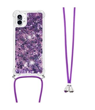 SoFetch Paars Glitters TPU Hoesje met Koord Nothing Phone (1)