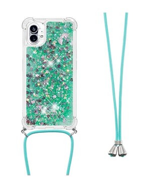 SoFetch Groen Glitters TPU Hoesje met Koord Nothing Phone (1)