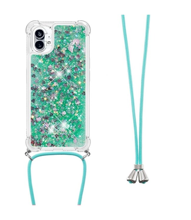 SoFetch Groen Glitters TPU Hoesje met Koord voor de Nothing Phone (1)